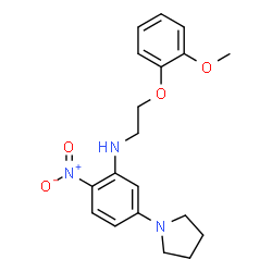 ChemSpider 2D Image | N-[2-(2-Methoxyphenoxy)ethyl]-2-nitro-5-(1-pyrrolidinyl)aniline | C19H23N3O4