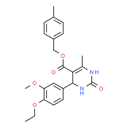 ChemSpider 2D Image | 4-Methylbenzyl 4-(4-ethoxy-3-methoxyphenyl)-6-methyl-2-oxo-1,2,3,4-tetrahydro-5-pyrimidinecarboxylate | C23H26N2O5
