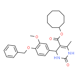 ChemSpider 2D Image | Cyclooctyl 4-[4-(benzyloxy)-3-methoxyphenyl]-6-methyl-2-oxo-1,2,3,4-tetrahydro-5-pyrimidinecarboxylate | C28H34N2O5