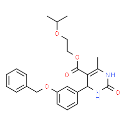 ChemSpider 2D Image | 2-Isopropoxyethyl 4-[3-(benzyloxy)phenyl]-6-methyl-2-oxo-1,2,3,4-tetrahydro-5-pyrimidinecarboxylate | C24H28N2O5