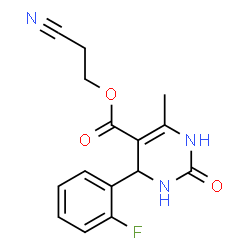 ChemSpider 2D Image | 2-Cyanoethyl 4-(2-fluorophenyl)-6-methyl-2-oxo-1,2,3,4-tetrahydro-5-pyrimidinecarboxylate | C15H14FN3O3