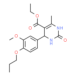 ChemSpider 2D Image | Ethyl 4-(3-methoxy-4-propoxyphenyl)-6-methyl-2-oxo-1,2,3,4-tetrahydro-5-pyrimidinecarboxylate | C18H24N2O5
