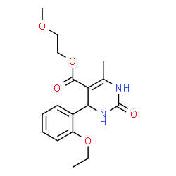 ChemSpider 2D Image | 2-Methoxyethyl 4-(2-ethoxyphenyl)-6-methyl-2-oxo-1,2,3,4-tetrahydro-5-pyrimidinecarboxylate | C17H22N2O5