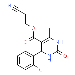 ChemSpider 2D Image | 2-Cyanoethyl 4-(2-chlorophenyl)-6-methyl-2-oxo-1,2,3,4-tetrahydro-5-pyrimidinecarboxylate | C15H14ClN3O3