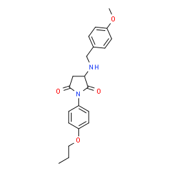ChemSpider 2D Image | 3-[(4-Methoxybenzyl)amino]-1-(4-propoxyphenyl)-2,5-pyrrolidinedione | C21H24N2O4