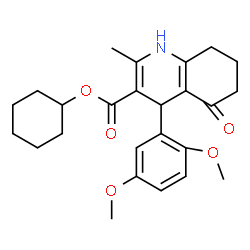 ChemSpider 2D Image | Cyclohexyl 4-(2,5-dimethoxyphenyl)-2-methyl-5-oxo-1,4,5,6,7,8-hexahydro-3-quinolinecarboxylate | C25H31NO5