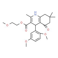 ChemSpider 2D Image | 2-Methoxyethyl 4-(2,5-dimethoxyphenyl)-2,7,7-trimethyl-5-oxo-1,4,5,6,7,8-hexahydro-3-quinolinecarboxylate | C24H31NO6