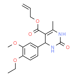 ChemSpider 2D Image | Allyl 4-(4-ethoxy-3-methoxyphenyl)-6-methyl-2-oxo-1,2,3,4-tetrahydro-5-pyrimidinecarboxylate | C18H22N2O5