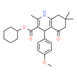 ChemSpider 2D Image | Cyclohexyl 4-(4-methoxyphenyl)-2,7,7-trimethyl-5-oxo-1,4,5,6,7,8-hexahydro-3-quinolinecarboxylate | C26H33NO4