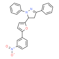 ChemSpider 2D Image | 5-[5-(3-Nitrophenyl)-2-furyl]-1,3-diphenyl-4,5-dihydro-1H-pyrazole | C25H19N3O3