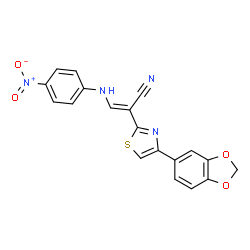 ChemSpider 2D Image | 2-[4-(1,3-benzodioxol-5-yl)-1,3-thiazol-2-yl]-3-{4-nitroanilino}acrylonitrile | C19H12N4O4S