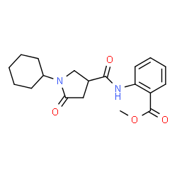 ChemSpider 2D Image | Methyl 2-{[(1-cyclohexyl-5-oxo-3-pyrrolidinyl)carbonyl]amino}benzoate | C19H24N2O4