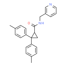 ChemSpider 2D Image | 2,2-Bis(4-methylphenyl)-N-(3-pyridinylmethyl)cyclopropanecarboxamide | C24H24N2O