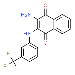 ChemSpider 2D Image | 2-Amino-3-{[3-(trifluoromethyl)phenyl]amino}-1,4-naphthoquinone | C17H11F3N2O2