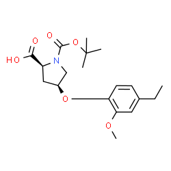 ChemSpider 2D Image | (4S)-4-(4-Ethyl-2-methoxyphenoxy)-1-{[(2-methyl-2-propanyl)oxy]carbonyl}-L-proline | C19H27NO6