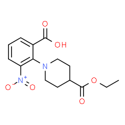 ChemSpider 2D Image | 2-[4-(Ethoxycarbonyl)-1-piperidinyl]-3-nitrobenzoic acid | C15H18N2O6