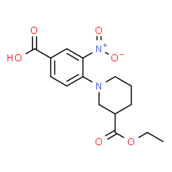 ChemSpider 2D Image | 4-[3-(Ethoxycarbonyl)-1-piperidinyl]-3-nitrobenzoic acid | C15H18N2O6