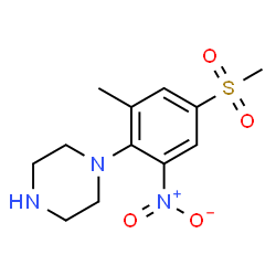 ChemSpider 2D Image | 1-(4-METHANESULFONYL-2-METHYL-6-NITROPHENYL)PIPERAZINE | C12H17N3O4S