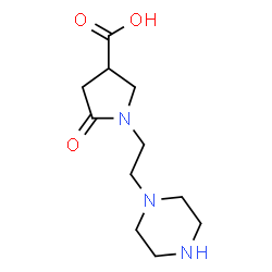 ChemSpider 2D Image | 5-Oxo-1-[2-(1-piperazinyl)ethyl]-3-pyrrolidinecarboxylic acid | C11H19N3O3