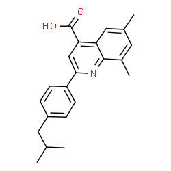 ChemSpider 2D Image | 2-(4-Isobutylphenyl)-6,8-dimethyl-4-quinolinecarboxylic acid | C22H23NO2