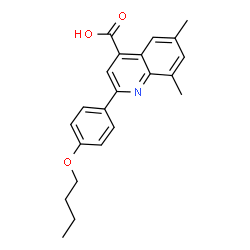 ChemSpider 2D Image | 2-(4-Butoxyphenyl)-6,8-dimethyl-4-quinolinecarboxylic acid | C22H23NO3