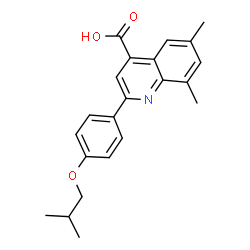 ChemSpider 2D Image | 2-(4-Isobutoxyphenyl)-6,8-dimethyl-4-quinolinecarboxylic acid | C22H23NO3