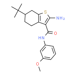 ChemSpider 2D Image | 2-amino-6-tert-butyl-N-(3-methoxyphenyl)-4,5,6,7-tetrahydro-1-benzothiophene-3-carboxamide | C20H26N2O2S