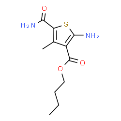ChemSpider 2D Image | Butyl 2-amino-5-carbamoyl-4-methyl-3-thiophenecarboxylate | C11H16N2O3S