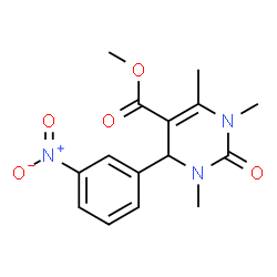 ChemSpider 2D Image | Methyl 1,3,6-trimethyl-4-(3-nitrophenyl)-2-oxo-1,2,3,4-tetrahydro-5-pyrimidinecarboxylate | C15H17N3O5