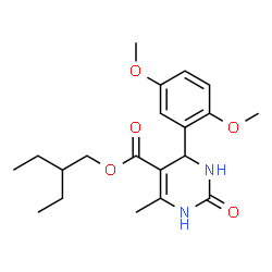 ChemSpider 2D Image | 2-Ethylbutyl 4-(2,5-dimethoxyphenyl)-6-methyl-2-oxo-1,2,3,4-tetrahydro-5-pyrimidinecarboxylate | C20H28N2O5