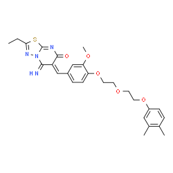 ChemSpider 2D Image | (6Z)-6-(4-{2-[2-(3,4-Dimethylphenoxy)ethoxy]ethoxy}-3-methoxybenzylidene)-2-ethyl-5-imino-5,6-dihydro-7H-[1,3,4]thiadiazolo[3,2-a]pyrimidin-7-one | C27H30N4O5S