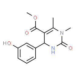 ChemSpider 2D Image | Methyl 4-(3-hydroxyphenyl)-1,6-dimethyl-2-oxo-1,2,3,4-tetrahydro-5-pyrimidinecarboxylate | C14H16N2O4