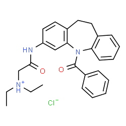 ChemSpider 2D Image | 2-[(5-Benzoyl-10,11-dihydro-5H-dibenzo[b,f]azepin-3-yl)amino]-N,N-diethyl-2-oxoethanaminium chloride | C27H30ClN3O2