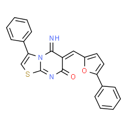 ChemSpider 2D Image | (6Z)-5-Imino-3-phenyl-6-[(5-phenyl-2-furyl)methylene]-5,6-dihydro-7H-[1,3]thiazolo[3,2-a]pyrimidin-7-one | C23H15N3O2S