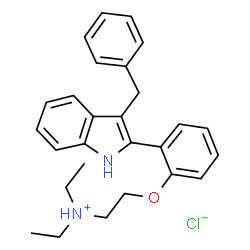 ChemSpider 2D Image | 2-[2-(3-Benzyl-1H-indol-2-yl)phenoxy]-N,N-diethylethanaminium chloride | C27H31ClN2O