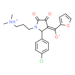 ChemSpider 2D Image | (E)-{2-(4-Chlorophenyl)-1-[3-(dimethylammonio)propyl]-4,5-dioxo-3-pyrrolidinylidene}(2-furyl)methanolate | C20H21ClN2O4