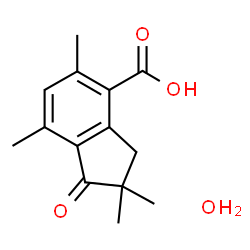 ChemSpider 2D Image | 2,2,5,7-Tetramethyl-1-oxo-4-indanecarboxylic acid hydrate (1:1) | C14H18O4