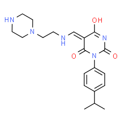 ChemSpider 2D Image | (5Z)-1-(4-Isopropylphenyl)-5-({[2-(1-piperazinyl)ethyl]amino}methylene)-2,4,6(1H,3H,5H)-pyrimidinetrione | C20H27N5O3
