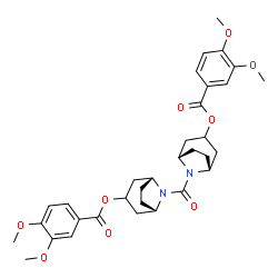 ChemSpider 2D Image | Carbonylbis[(1R,5S)-8-azabicyclo[3.2.1]octane-8,3-diyl] bis(3,4-dimethoxybenzoate) | C33H40N2O9