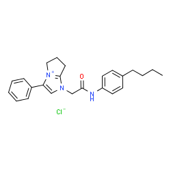 ChemSpider 2D Image | 1-{2-[(4-Butylphenyl)amino]-2-oxoethyl}-3-phenyl-1,5,6,7-tetrahydropyrrolo[1,2-a]imidazol-4-ium chloride | C24H28ClN3O