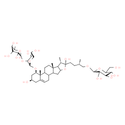 ChemSpider 2D Image | (1beta,3beta,8xi,9xi,14xi,16xi,17xi,22R,25S)-1-({2-O-[(5xi)-6-Deoxy-alpha-L-lyxo-hexopyranosyl]-alpha-D-glycero-pentopyranosyl}oxy)-3,22-dihydroxyfurost-5-en-26-yl (5xi)-beta-L-xylo-hexopyranoside | C44H72O18