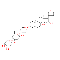 ChemSpider 2D Image | (8xi,9xi,14xi,17xi)-3-{[2,6-Dideoxyhexopyranosyl-(1->4)-2,6-dideoxyhexopyranosyl-(1->4)-2,6-dideoxyhexopyranosyl]oxy}-14,16-dihydroxycard-20(22)-enolide | C41H64O14