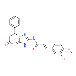 ChemSpider 2D Image | (2E)-3-(3,4-Dimethoxyphenyl)-N-(5-oxo-7-phenyl-1,5,6,7-tetrahydro[1,2,4]triazolo[1,5-a]pyrimidin-2-yl)acrylamide | C22H21N5O4