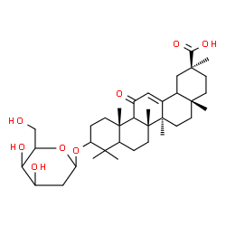 ChemSpider 2D Image | (5xi,9xi,18xi)-3-[(2-Deoxyhexopyranosyl)oxy]-11-oxoolean-12-en-30-oic acid | C36H56O8