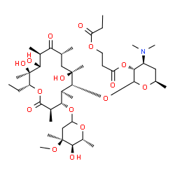 ChemSpider 2D Image | (3R,4S,6R)-4-(Dimethylamino)-2-{[(3R,4S,5S,6R,9R,11R,12R,13S,14R)-14-ethyl-7,12,13-trihydroxy-4-{[(4S,5R,6R)-5-hydroxy-4-methoxy-4,6-dimethyltetrahydro-2H-pyran-2-yl]oxy}-3,5,7,9,11,13-hexamethyl-2,10
-dioxooxacyclotetradecan-6-yl]oxy}-6-methyltetrahydro-2H-pyran-3-yl 3-(propionyloxy)propanoate | C43H75NO16