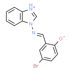 ChemSpider 2D Image | 2-[(E)-(1H-3,1-Benzimidazol-3-ium-1-ylimino)methyl]-4-bromophenolate | C14H10BrN3O