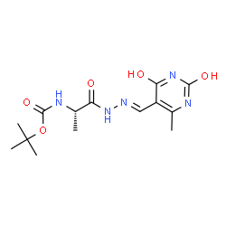 ChemSpider 2D Image | 2-Methyl-2-propanyl [(2S)-1-{(2E)-2-[(6-methyl-2,4-dioxo-1,2,3,4-tetrahydro-5-pyrimidinyl)methylene]hydrazino}-1-oxo-2-propanyl]carbamate | C14H21N5O5