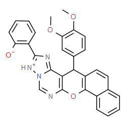 ChemSpider 2D Image | 2-[14-(3,4-Dimethoxyphenyl)-14H-benzo[7,8]chromeno[3,2-e][1,2,4]triazolo[1,5-c]pyrimidin-3-ium-2-yl]phenolate | C30H22N4O4