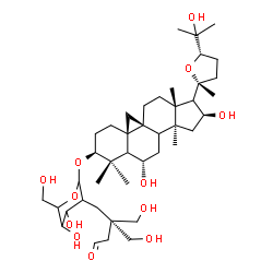 ChemSpider 2D Image | (3beta,5xi,6alpha,8xi,9beta,16beta,17xi,24S)-6,16,25-Trihydroxy-20,24-epoxy-9,19-cyclolanostan-3-yl 2-[2,2-bis(hydroxymethyl)-4-oxobutyl]-2-deoxyhexopyranoside | C42H70O12
