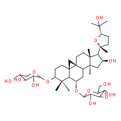 ChemSpider 2D Image | (5xi,6alpha,8xi,9beta,16beta,17xi,24S)-16,25-Dihydroxy-3-(pentopyranosyloxy)-20,24-epoxy-9,19-cyclolanostan-6-yl hexopyranoside | C41H68O14